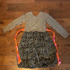 Mustard pie polka dot and paisley summer dress